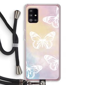 CaseCompany White butterfly: Samsung Galaxy A51 5G Transparant Hoesje met koord
