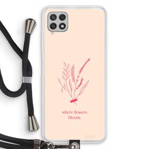 CaseCompany Where flowers bloom: Samsung Galaxy A22 4G Transparant Hoesje met koord