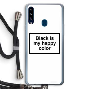CaseCompany Black is my happy color: Samsung Galaxy A20s Transparant Hoesje met koord