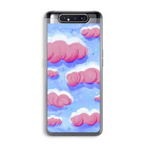 CaseCompany Roze wolken met vogels: Samsung Galaxy A80 Transparant Hoesje