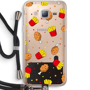 CaseCompany Chicken 'n Fries: Samsung Galaxy J3 (2016) Transparant Hoesje met koord