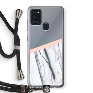 CaseCompany A touch of peach: Samsung Galaxy A21s Transparant Hoesje met koord