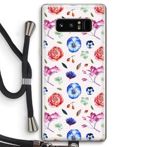 CaseCompany Bloemetjes: Samsung Galaxy Note 8 Transparant Hoesje met koord