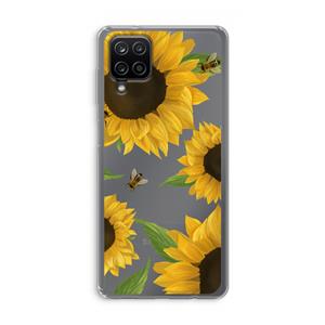 CaseCompany Sunflower and bees: Samsung Galaxy A12 Transparant Hoesje