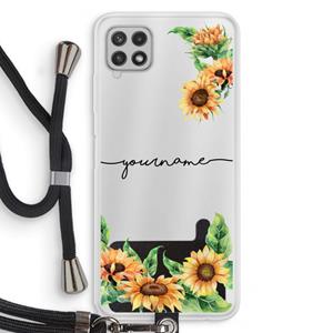 CaseCompany Zonnebloemen: Samsung Galaxy A22 4G Transparant Hoesje met koord