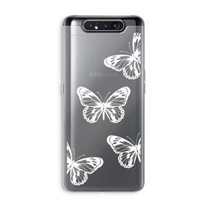 CaseCompany White butterfly: Samsung Galaxy A80 Transparant Hoesje