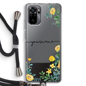 CaseCompany Gele bloemen: Xiaomi Redmi Note 10 Pro Transparant Hoesje met koord
