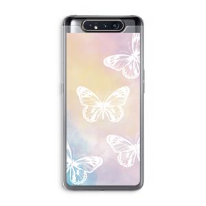 CaseCompany White butterfly: Samsung Galaxy A80 Transparant Hoesje