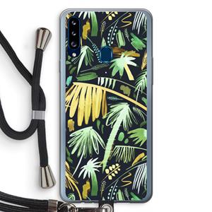 CaseCompany Tropical Palms Dark: Samsung Galaxy A20s Transparant Hoesje met koord