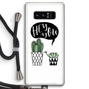 CaseCompany Hey you cactus: Samsung Galaxy Note 8 Transparant Hoesje met koord