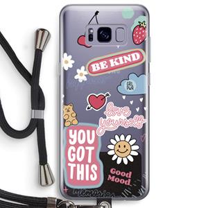 CaseCompany Positivity: Samsung Galaxy S8 Plus Transparant Hoesje met koord