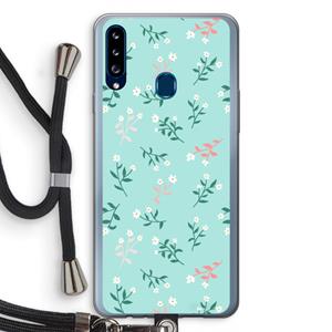 CaseCompany Small white flowers: Samsung Galaxy A20s Transparant Hoesje met koord