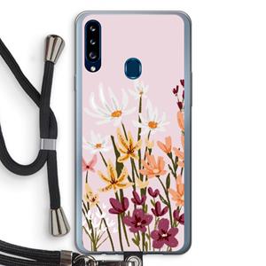 CaseCompany Painted wildflowers: Samsung Galaxy A20s Transparant Hoesje met koord
