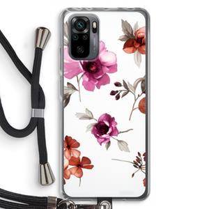 CaseCompany Geschilderde bloemen: Xiaomi Redmi Note 10 Pro Transparant Hoesje met koord
