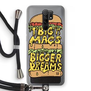 CaseCompany Big Macs Bigger Dreams: Xiaomi Redmi 9 Transparant Hoesje met koord
