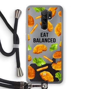 CaseCompany Eat Balanced: Xiaomi Redmi 9 Transparant Hoesje met koord