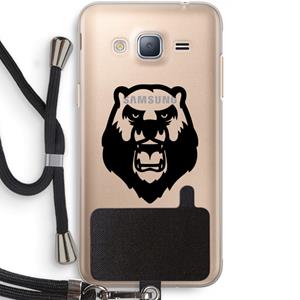 CaseCompany Angry Bear (black): Samsung Galaxy J3 (2016) Transparant Hoesje met koord