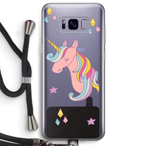 CaseCompany Roze eenhoorn: Samsung Galaxy S8 Plus Transparant Hoesje met koord