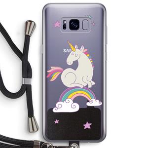 CaseCompany Regenboog eenhoorn: Samsung Galaxy S8 Plus Transparant Hoesje met koord