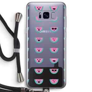CaseCompany Smiley watermeloenprint: Samsung Galaxy S8 Plus Transparant Hoesje met koord