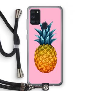 CaseCompany Grote ananas: Samsung Galaxy A21s Transparant Hoesje met koord