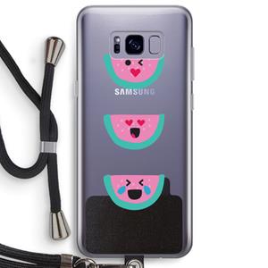 CaseCompany Smiley watermeloen: Samsung Galaxy S8 Plus Transparant Hoesje met koord