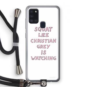 CaseCompany Christian Grey: Samsung Galaxy A21s Transparant Hoesje met koord