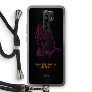 CaseCompany Praying For My Haters: Xiaomi Redmi 9 Transparant Hoesje met koord