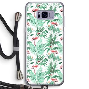 CaseCompany Flamingo bladeren: Samsung Galaxy S8 Plus Transparant Hoesje met koord