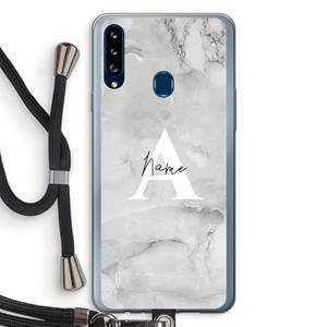 CaseCompany Ivory Marble: Samsung Galaxy A20s Transparant Hoesje met koord