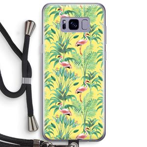 CaseCompany Flamingo party: Samsung Galaxy S8 Plus Transparant Hoesje met koord