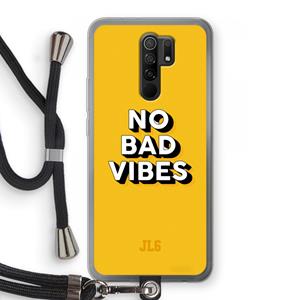 CaseCompany No Bad Vibes: Xiaomi Redmi 9 Transparant Hoesje met koord