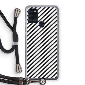 CaseCompany Strepen zwart-wit: Samsung Galaxy A21s Transparant Hoesje met koord