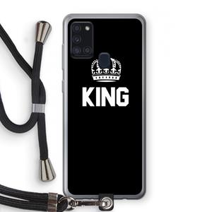 CaseCompany King zwart: Samsung Galaxy A21s Transparant Hoesje met koord