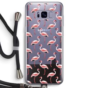 CaseCompany Flamingoprint groen: Samsung Galaxy S8 Plus Transparant Hoesje met koord