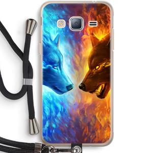CaseCompany Fire & Ice: Samsung Galaxy J3 (2016) Transparant Hoesje met koord