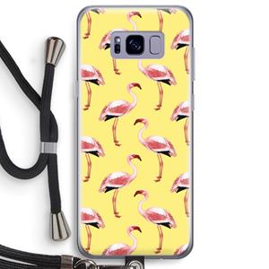 CaseCompany Flamingo's geel: Samsung Galaxy S8 Plus Transparant Hoesje met koord