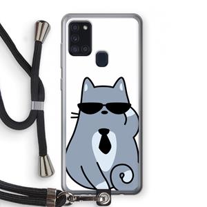CaseCompany Cool cat: Samsung Galaxy A21s Transparant Hoesje met koord