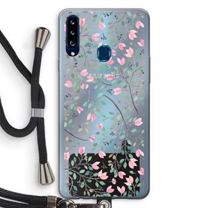 CaseCompany Sierlijke bloemen: Samsung Galaxy A20s Transparant Hoesje met koord