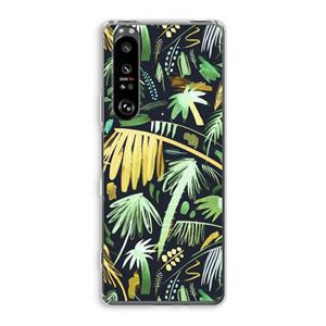 CaseCompany Tropical Palms Dark: Sony Xperia 1 III Transparant Hoesje