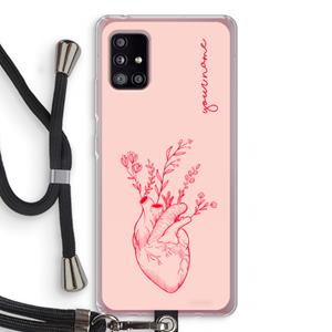 CaseCompany Blooming Heart: Samsung Galaxy A51 5G Transparant Hoesje met koord