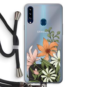 CaseCompany Floral bouquet: Samsung Galaxy A20s Transparant Hoesje met koord