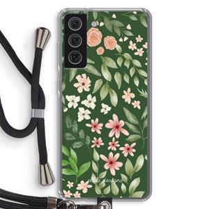 CaseCompany Botanical green sweet flower heaven: Samsung Galaxy S21 FE Transparant Hoesje met koord