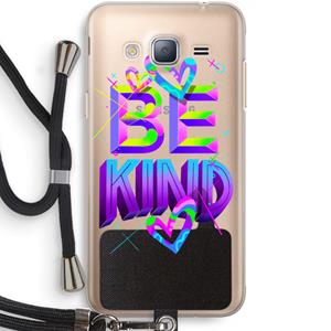 CaseCompany Be Kind: Samsung Galaxy J3 (2016) Transparant Hoesje met koord