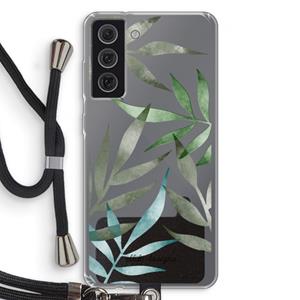 CaseCompany Tropical watercolor leaves: Samsung Galaxy S21 FE Transparant Hoesje met koord