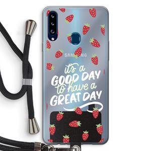 CaseCompany Don't forget to have a great day: Samsung Galaxy A20s Transparant Hoesje met koord