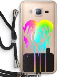 CaseCompany Hold My Heart: Samsung Galaxy J3 (2016) Transparant Hoesje met koord