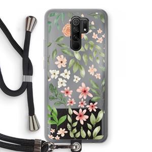 CaseCompany Botanical sweet flower heaven: Xiaomi Redmi 9 Transparant Hoesje met koord