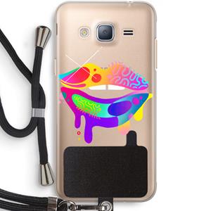 CaseCompany Lip Palette: Samsung Galaxy J3 (2016) Transparant Hoesje met koord