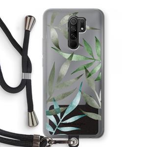 CaseCompany Tropical watercolor leaves: Xiaomi Redmi 9 Transparant Hoesje met koord